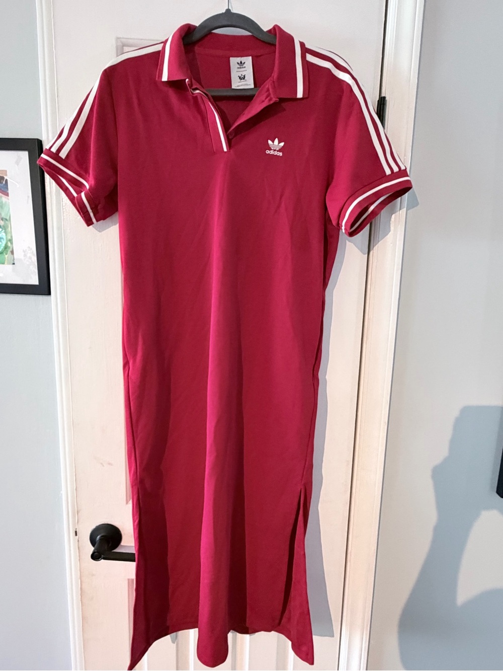 adidas Women's Polo Midi Dress in Magenta with White Trim